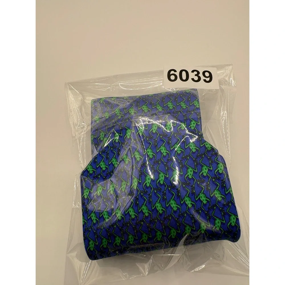 Eximious of London Mens Silk Tie Blue Green Frog Animal Print Made in Italy